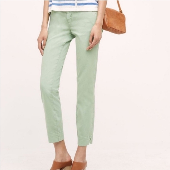 Anthropologie Pilcro and the Letterpress Mint Blue/Green Stet Ankle Pants - Picture 1 of 6